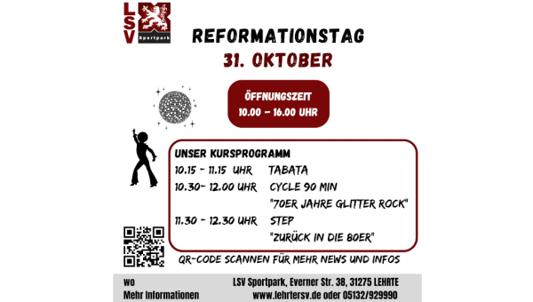 Sportpark: Kurs Specials am Reformationstags